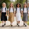 Anti-wrinkle Kids Girls Pleated Skirt Solid Color Midi Length Preppy Style Versatile Casual School Skirt for Girls Daily Wear