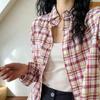 Plaid Shirt Women's Long Sleeve Spring Retro Temperament Top Pure Cotton Shirt