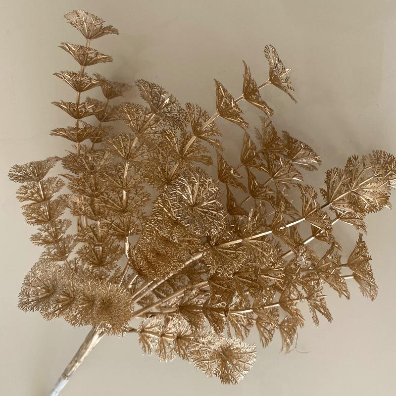 Artificial Golden Eucalyptus Hydrangea Fan Leaf Fake Flower Wedding Photography Home Hotel Ginkgo Leaves Plant Accessories Decor