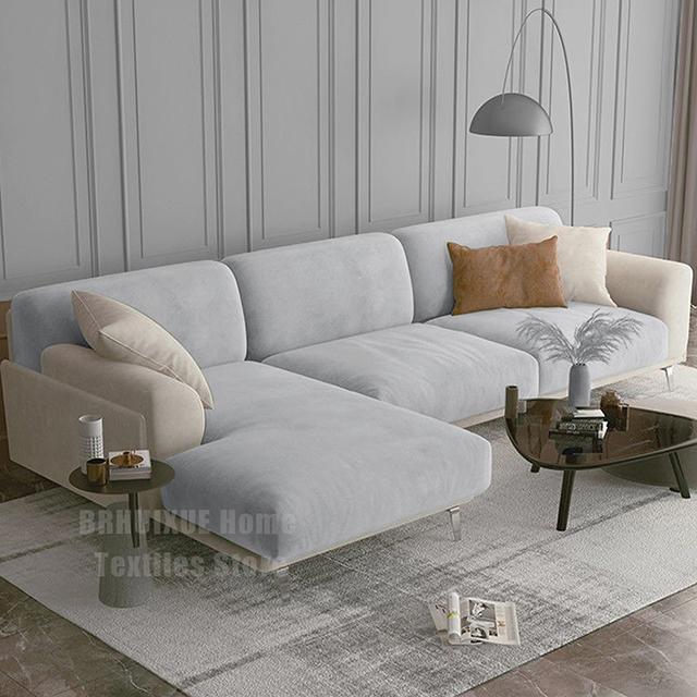 Velvet Sofa Seat Cushion Cover Stretch Plush Thicken Sofa Cover For Living Room L Shape Luxury Corner Furniture Sofa Slipcovers