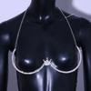 Bra Harness Crystal Chest Bracket Chain Rave Queen Crown Charm Rhinestone Necklace Women Jewelry