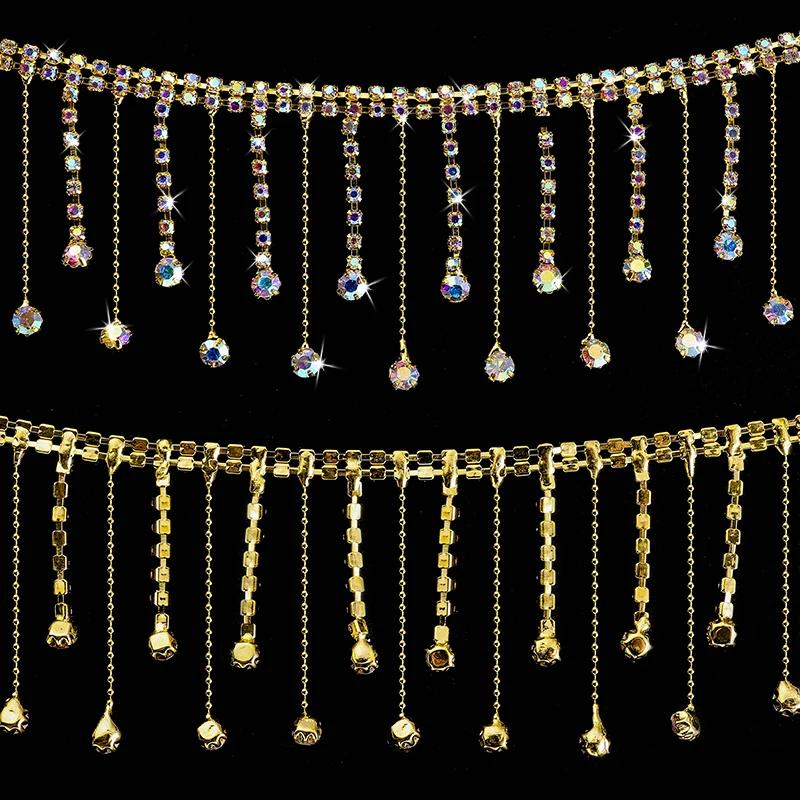 90cm Kristall Strass Quaste Krallenkette Nähen Auf Klare Strass Fransenbesatz Kette Dekorative Handarbeit Hochzeitskleid DIY