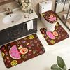 3pcs Anpanman Pattern Flannel Nonslip Absorbent Washable Decorative Bathroom Home Toilet Seat Cover Mat
