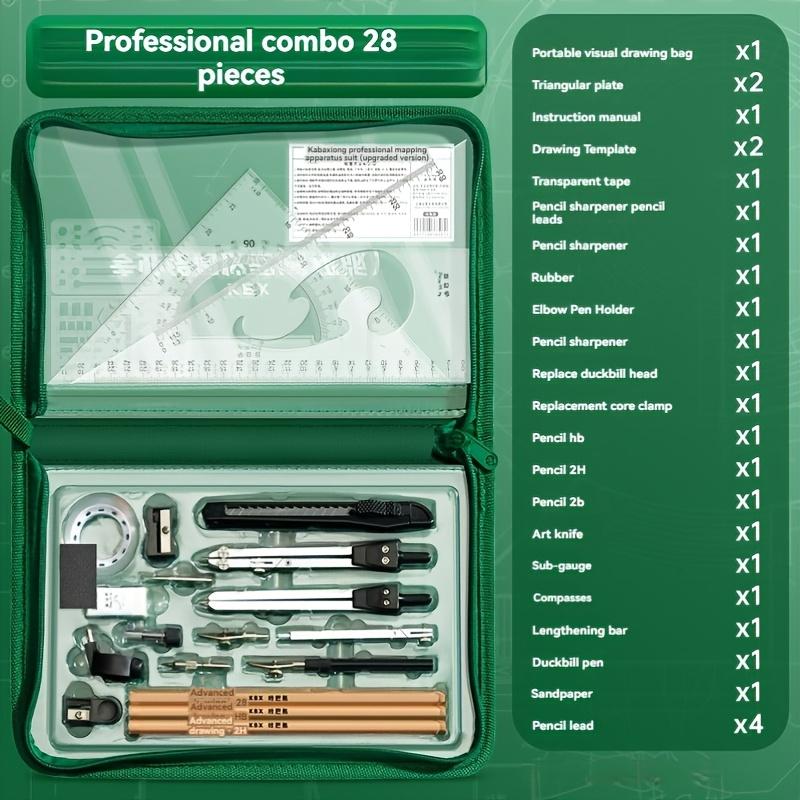 Fortgeschrittenes Zeichenwerkzeug-Set, Zeichenwerkzeuge aus Edelstahl, Präzisions-Geometrie- und CAD-Werkzeuge, Mehrzweck-Set