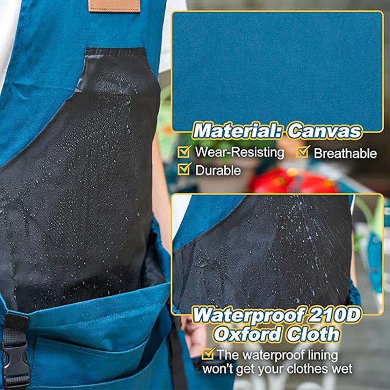 Custom Logo Gardening Apron with Quick Release and Large Pockets for Outdoor Use