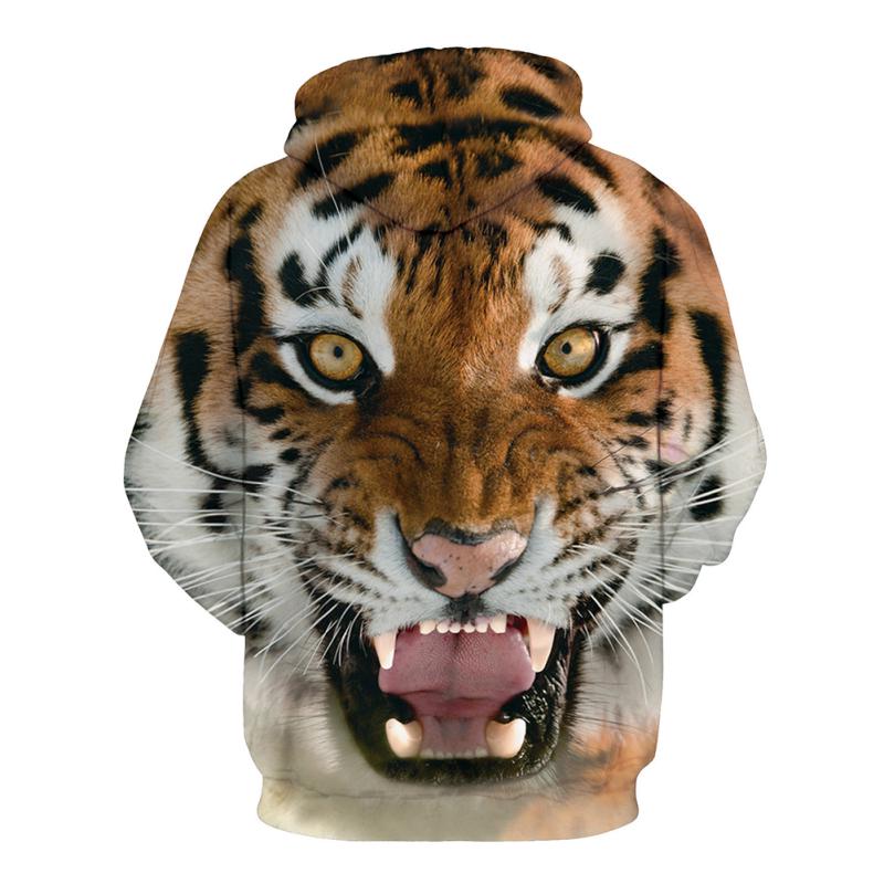 Halloween 3D Printed Tiger Hoodie Animal Cool Long Sleeve Hooded Pullover