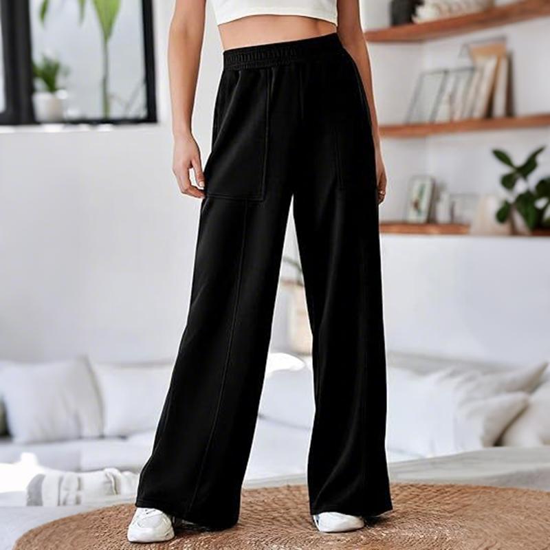 

Женские осенне-зимние повседневные однотонные брюки с карманами, с высокой посадкой, прямого кроя S