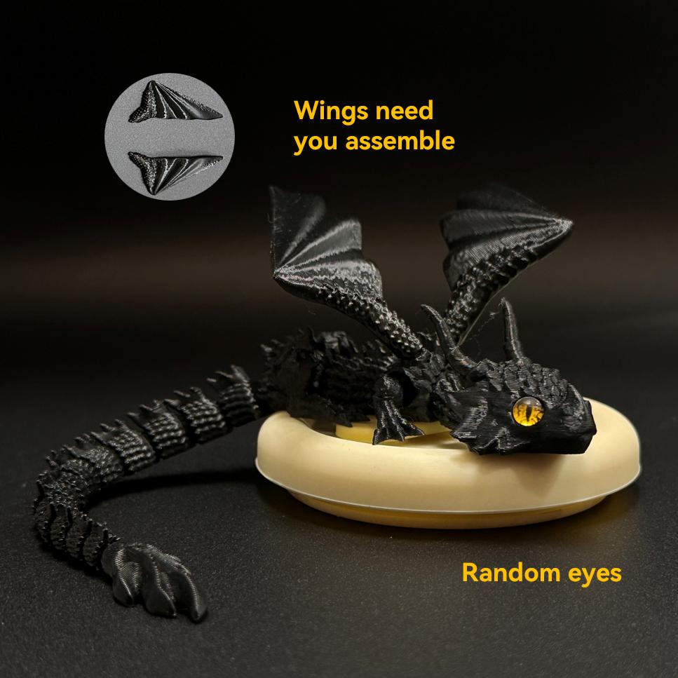 

1pc 3D Printed Winged Carriage Dragon Figurine With Random Eyes, Ideal For Car Dashboard Art Deco, Resin Dragon Sculpture, Table
