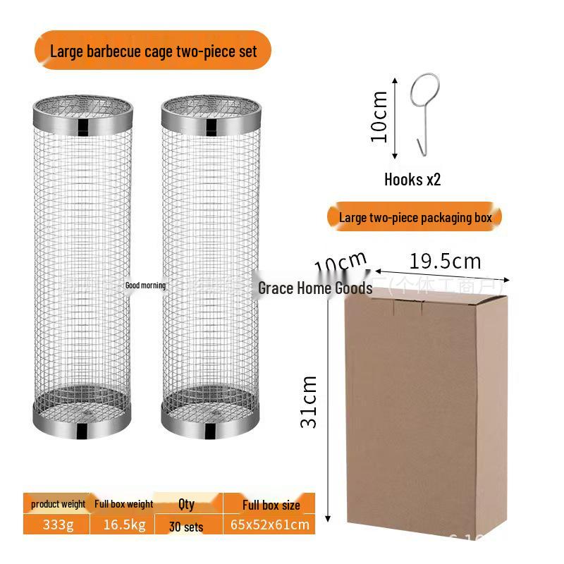 Stainless Steel Rolling BBQ Basket - Outdoor BBQ Tool