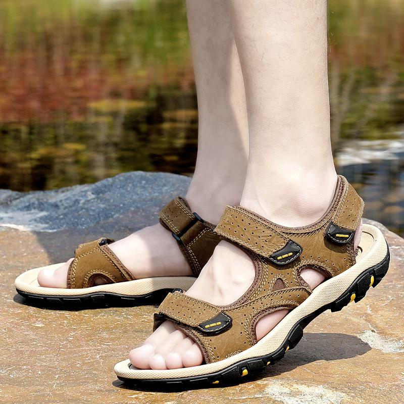 Anti-velvet Cowhide Casual Sandals Summer New Outdoor Beach Shoes Foreign Trade Large Size Grinding Stickers Trendy Fashion Men's Shoes
