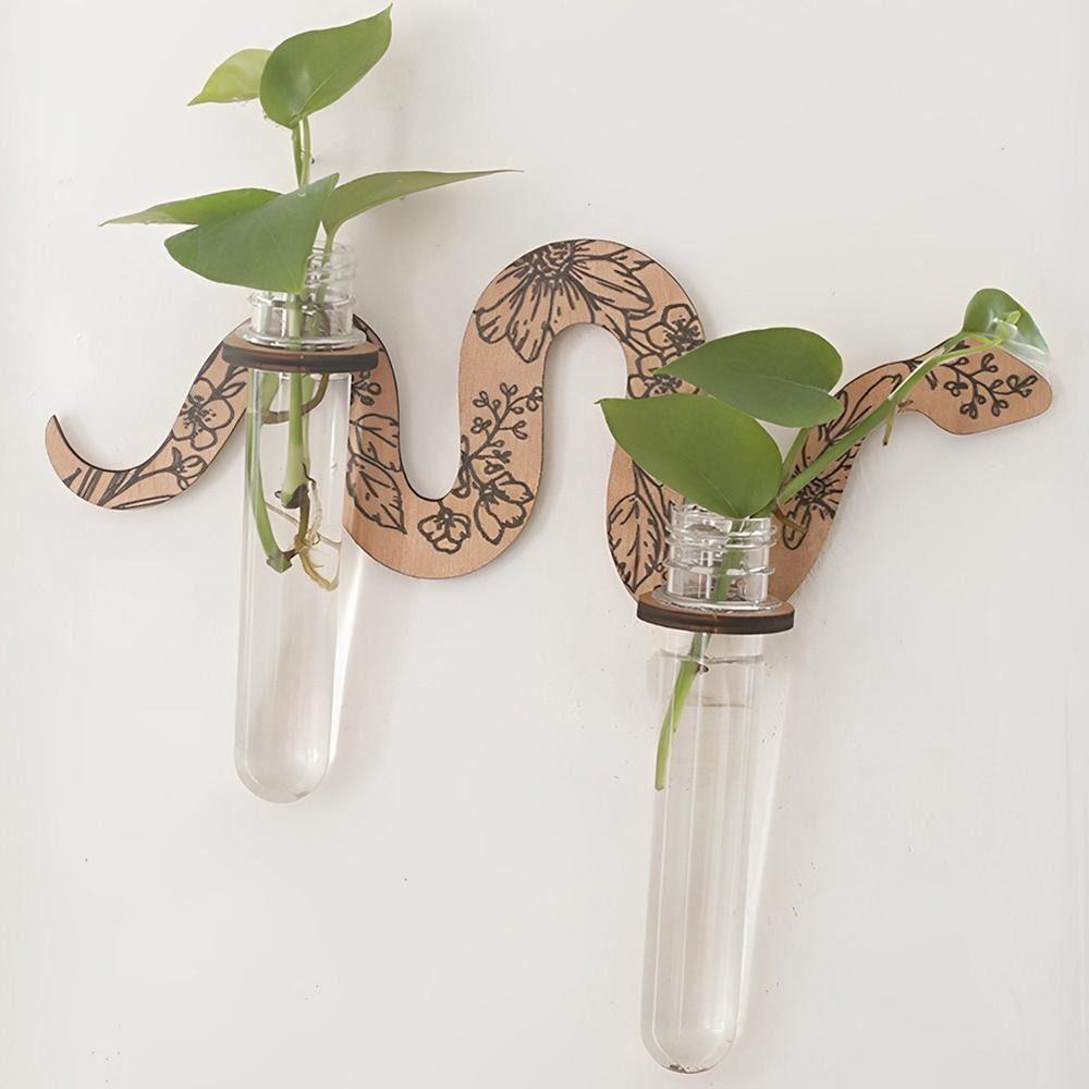 Uniqe Snake Wall Planters With Pipes Wall Hanging Holder Simple Wooden Plant Pot  Balcony