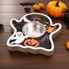 Romantischer Halloween-Kerzenhalter, 3D-Kreativer Kürbis-Geist-Kerzenständer, mehrschichtig, mit Metallfuß, Kerzenständer aus Holz
