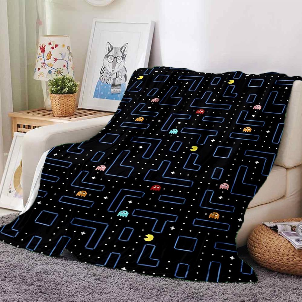 1pc Pacman Classic Maze flannel Blanket for Super Soft Cute Comfort Blanket for Travel Bedding Couch Sofa Blanket Y73057
