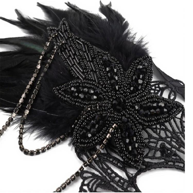 Lightweight Handmade Rhinestones Feather Mask Vintage Lace Detailing For Halloween Celebrations Theater Performances