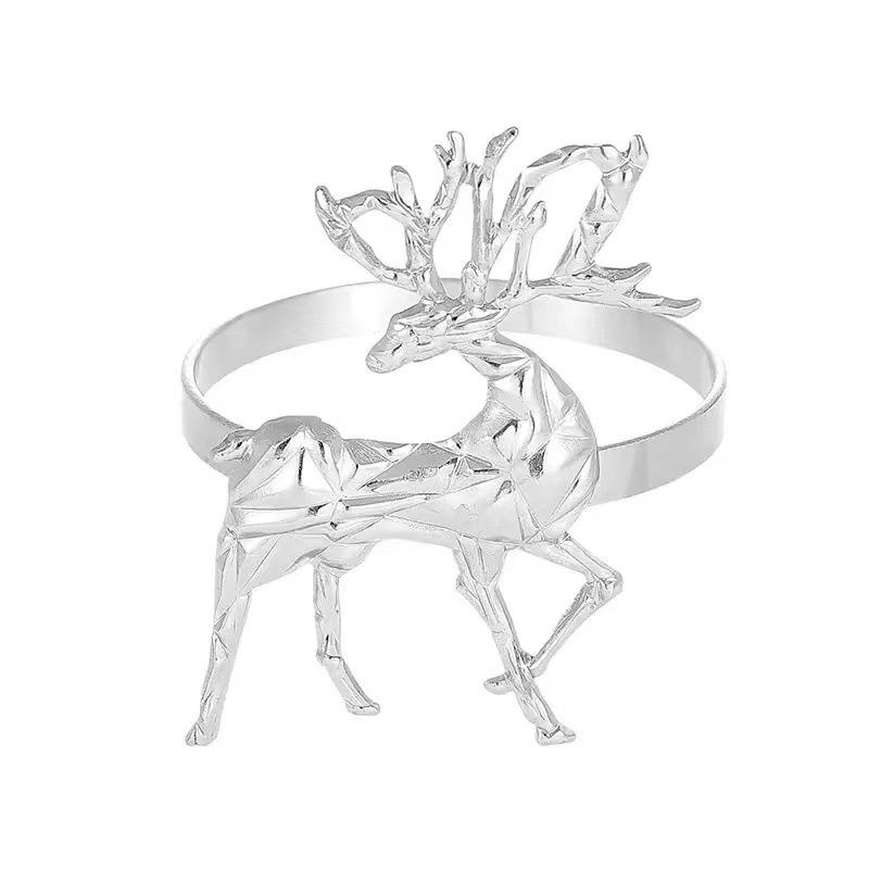 Christmas Napkin Rings Xmas Tree Snowflake Deer Nutcracker Napkin Holder Metal Napkin Buckle For Christmas Party Table Decor