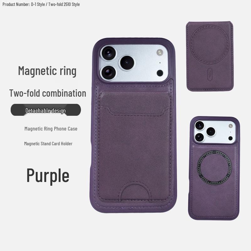 Magnetic Leather Flip Card Holder Stand for Apple 16 Phone