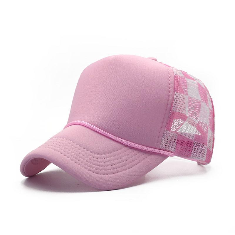 High Quality Truck Baseball Cap Plaid Printing American Truck Mesh Cap Breathable Sunscreen Shade Cap