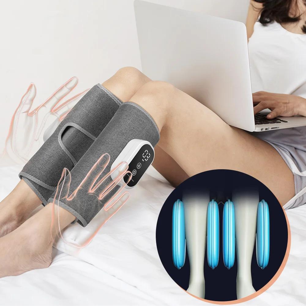 Massaggiatore Elettrico per Gambe Senza Fili Ricaricabile Compressione d'Aria Massaggio Polpaccio Relax Gamba 3 Modalità Pressione dell'Aria 360°C Massaggio Gambe con Airbag