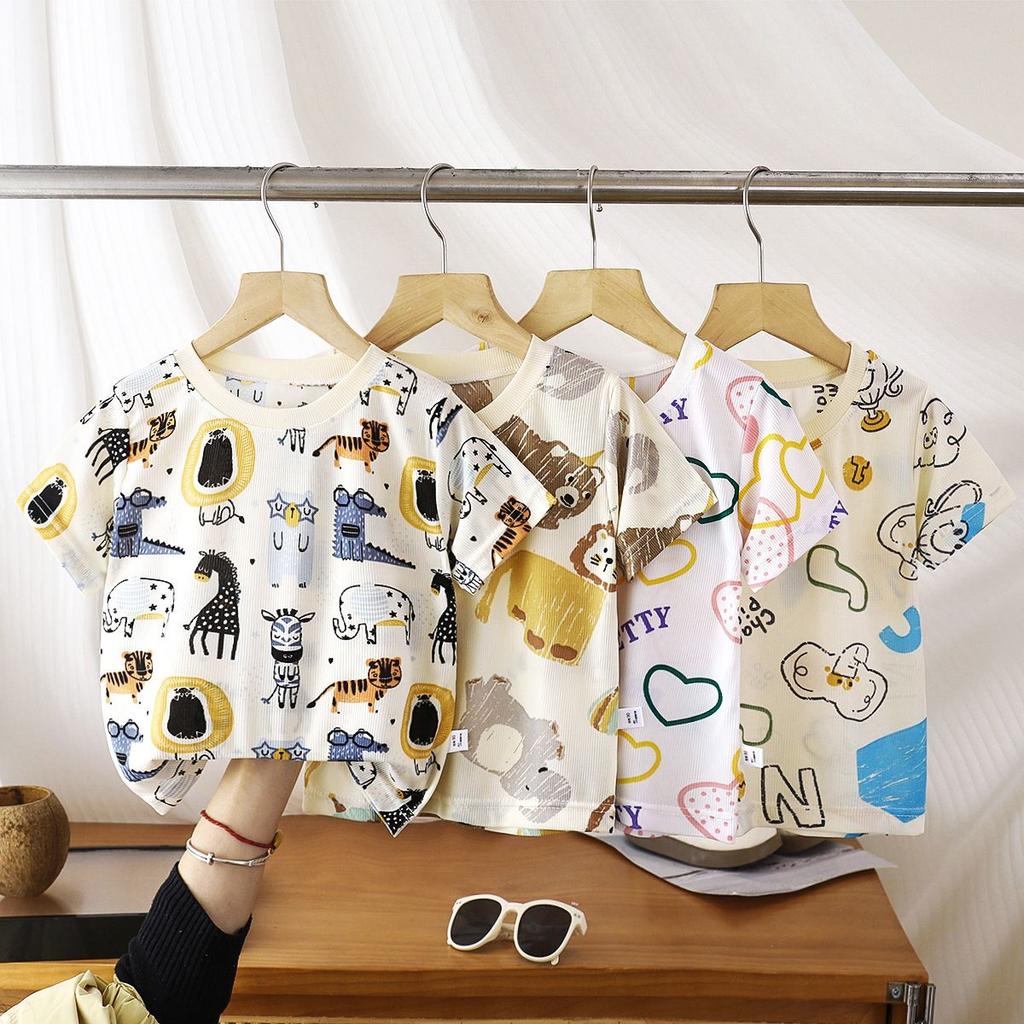 Children's Short Sleeved T-shirt for Boys and Girls Summer Colorful and Cool Thin Design Suitable for Medium and Large Children Casual Short Sleeved