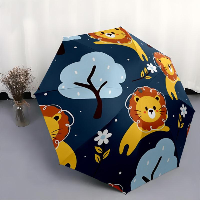 1pc Lion Pattern Automatic Folding Umbrella - Portable Collapsible 8-Rib Umbrella for All Seasons yy251119158