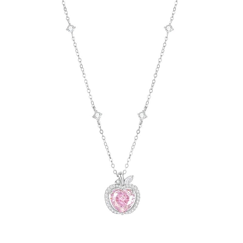 Серебряное ожерелье Chow Tai Seng Wish Apple Silver Pink