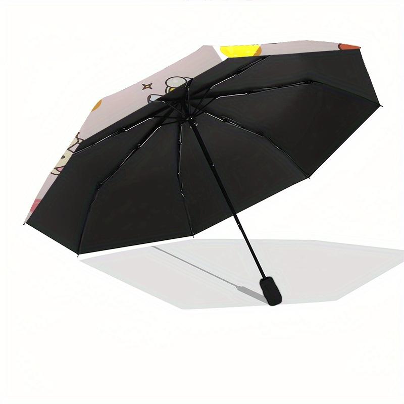Rilakkuma,San X Automatic Folding Umbrella Simple 8 Rib Design, Bright Cartoon Pattern, Durable Iron Frame, Suitable For Travel, Outdoor, Be