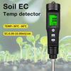 2 In 1 Soil EC Meter Handheld Digital Soil Tester Multifunction EC Temp Detector Backlit Soil EC Analyzer for Garden Greenhouse