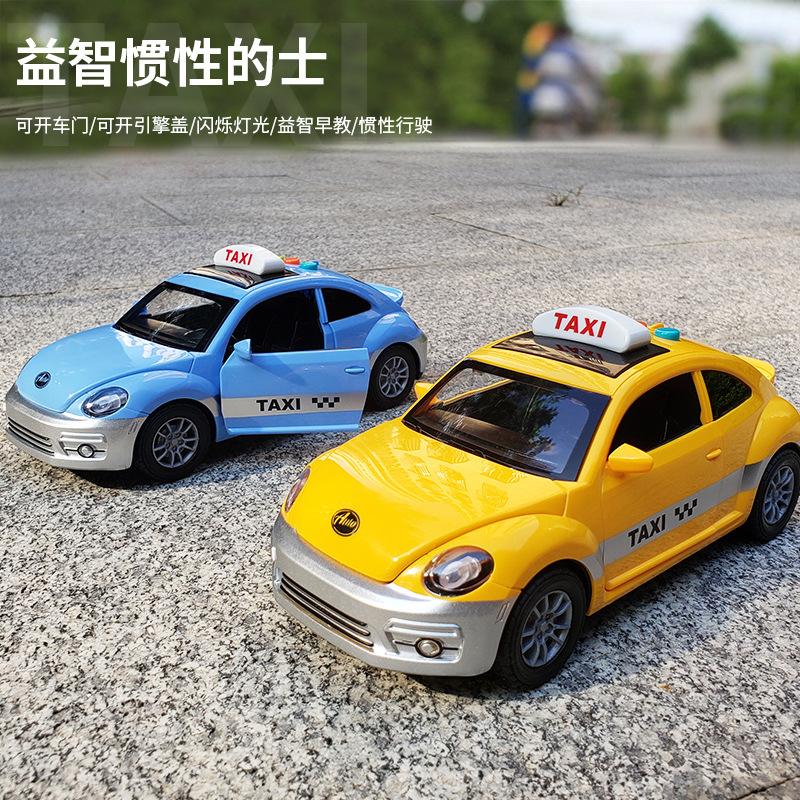 Double Door Simulation Taxi Taxi, Educational Lights With Music Toy Car, Children'S Inertia Car