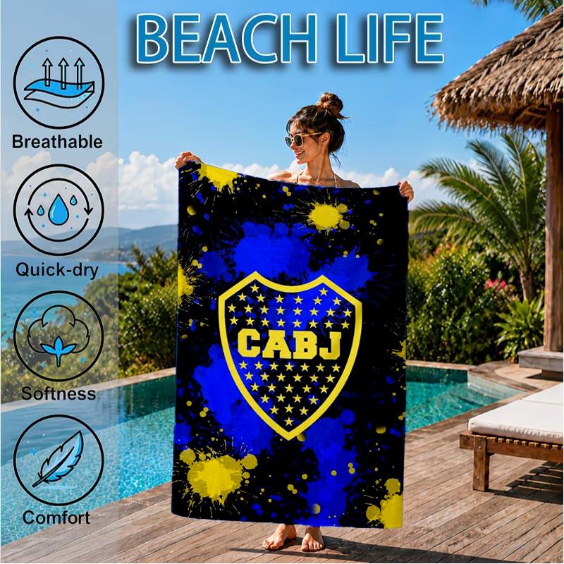 Juniors Football Club Design Printed Microfiber Beach Towel, Soft And Absorbent, Quick-Dry, Ideal for Summer Travel, Beach Essential, Swimming Pool