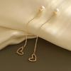Korean Pearl Heart Drop Earrings - Trendy TikTok Style Fashion Studs