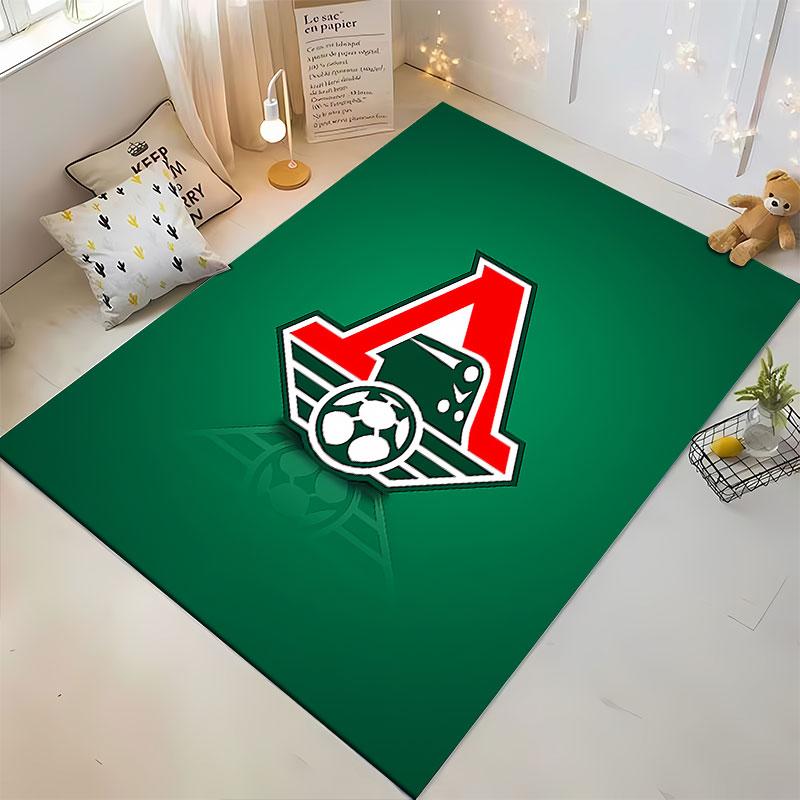 Red Train Logo on Green Background suitable as a non-slip mat for the living room or bedroom sofa