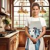 1pc Cute Greyhound Dog Art Apron with Four Colorful Puppies Print Kitchen Baking BBQ Cooking Work Wear Unisex Home ChefGift Idea
