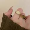 Vintage Amber Color Natural Stone Adjustable Ring Elegant Open Finger Ring Bohemian Style Jewelry for Fashionable Women