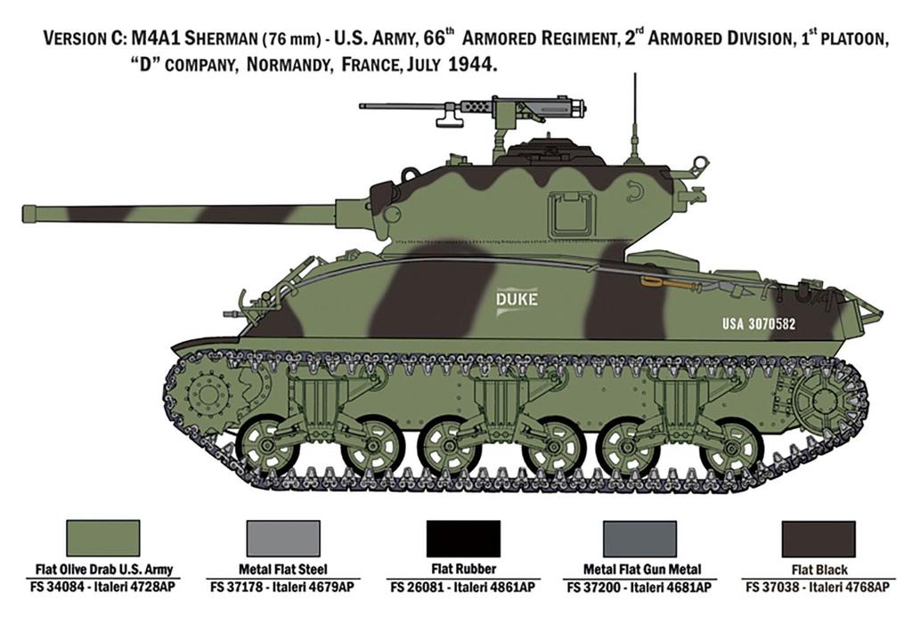 WWII US M4A1 Sherman Tank Plastic Model Kit IT6568 PLATZ/Italeri 1/35 (10 Figures) (Tank)