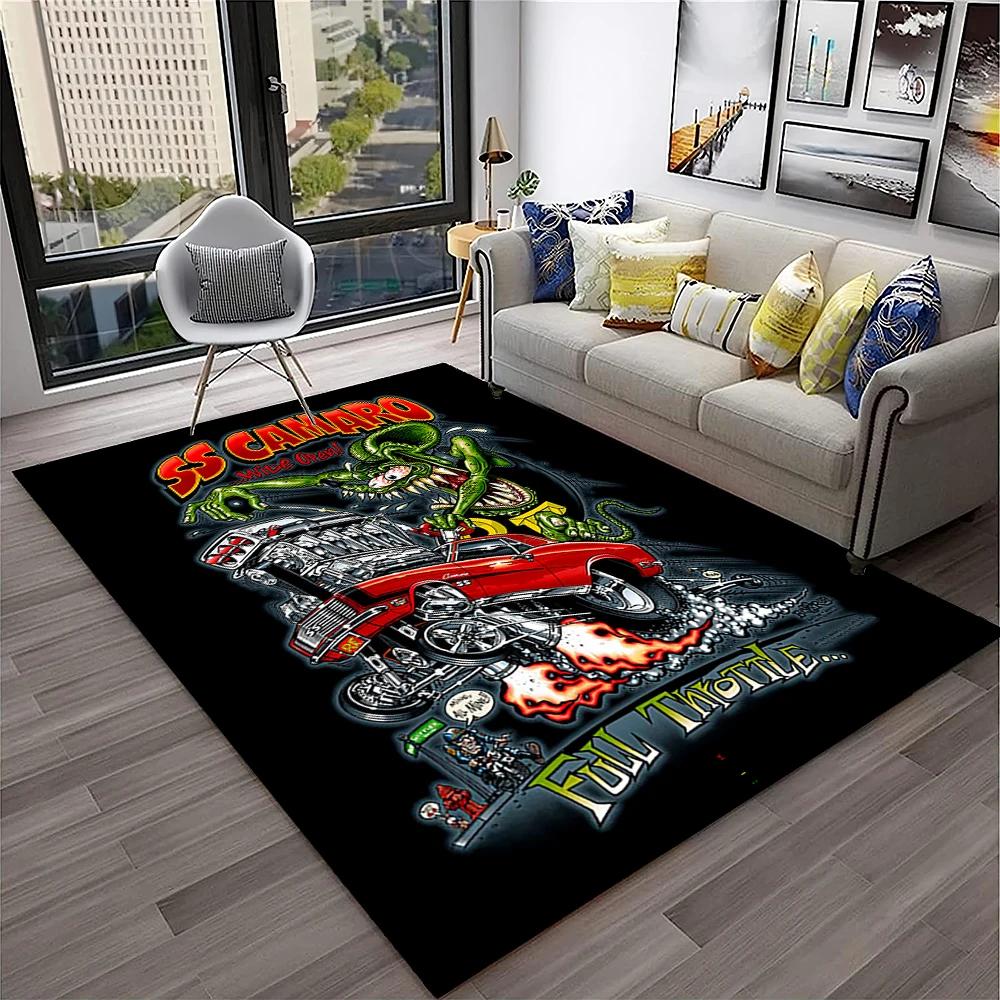 3D Funny Rat Fink Cartoon Movie Carpet Rug for Home Living Room Bedroom Sofa Doormat Decor,kids Play Area Rug Non-slip Floor Mat