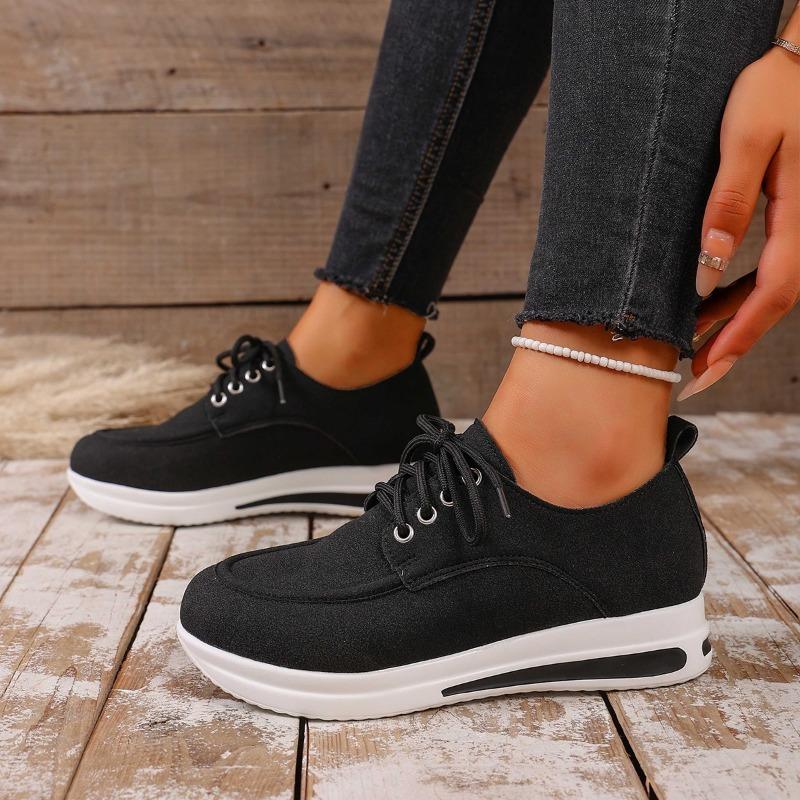 

Новая обувь больших размеров, спортивная обувь на танкетке со шнуровкой спереди, женская обувь слипоны 43 чёрный