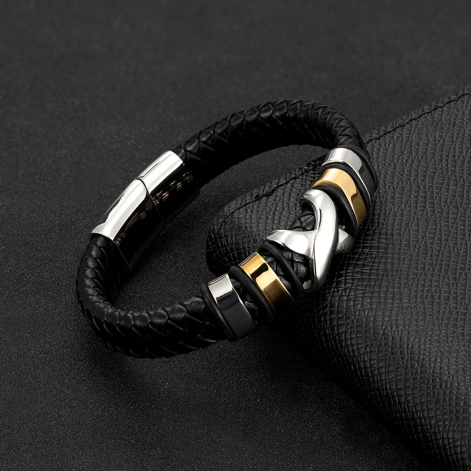 

Новые европейские и американские ювелирные изделия Кожаный плетеный браслет Персонализированная мода Мужской браслет с буквой X