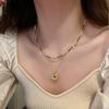 Collier Ras du Cou Empilé avec Pendentif Boussole en Perles de Pierre Naturelle Style Maillard pour Femme, Luxe Léger, Rétro, Polyvalent, Chaîne de Cou, Chaîne de Clavicule