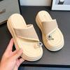 Casual, Fashionable and Comfortable One-word Drag Women's 2025 Summer New Thick-soled Heightening Toe Slippers Women Wear Sandals Tide