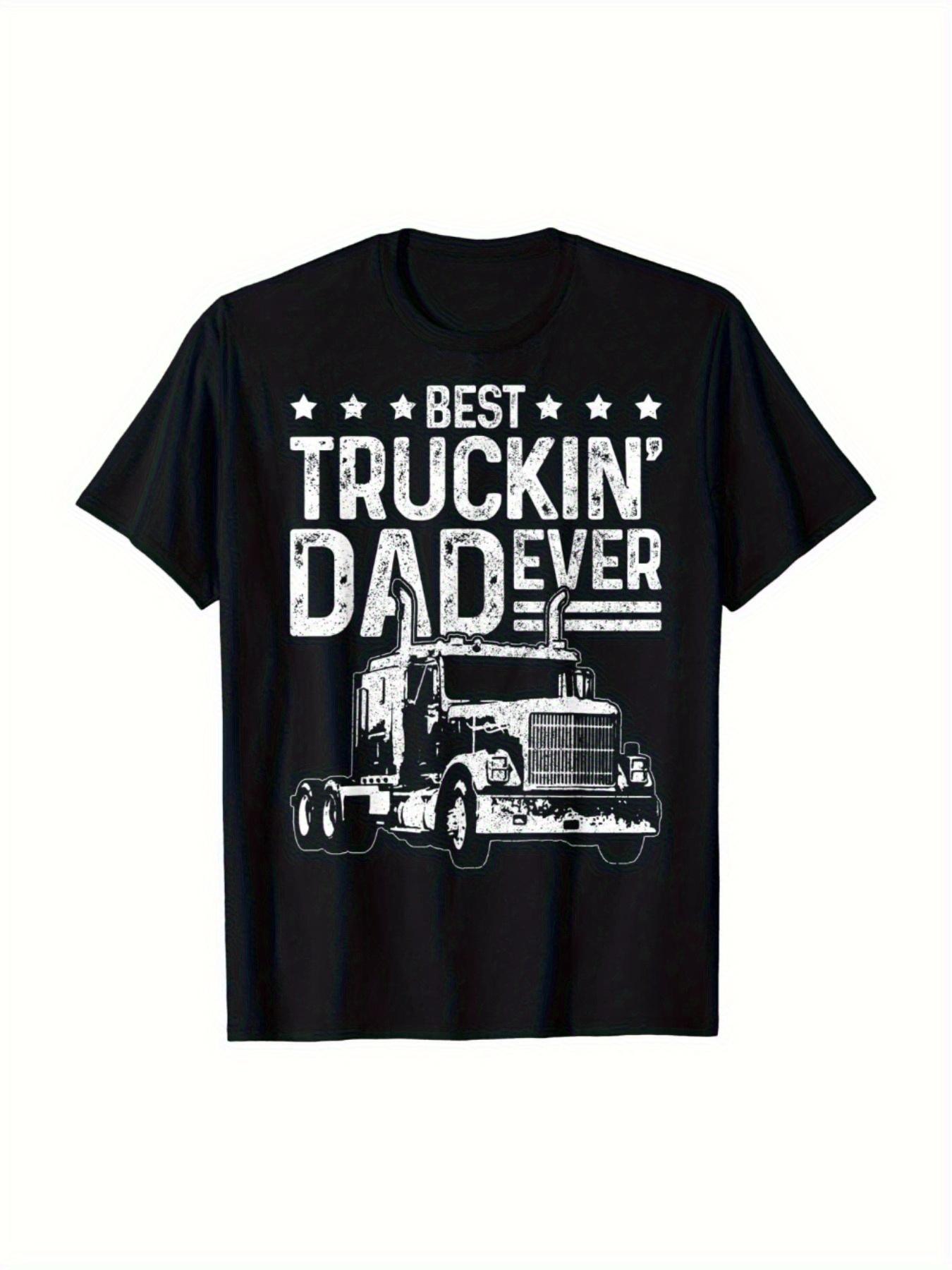 Best Trucker Dad Ever Cotton T-shirt for Men - Heavyweight Truck Graphic Tee S
