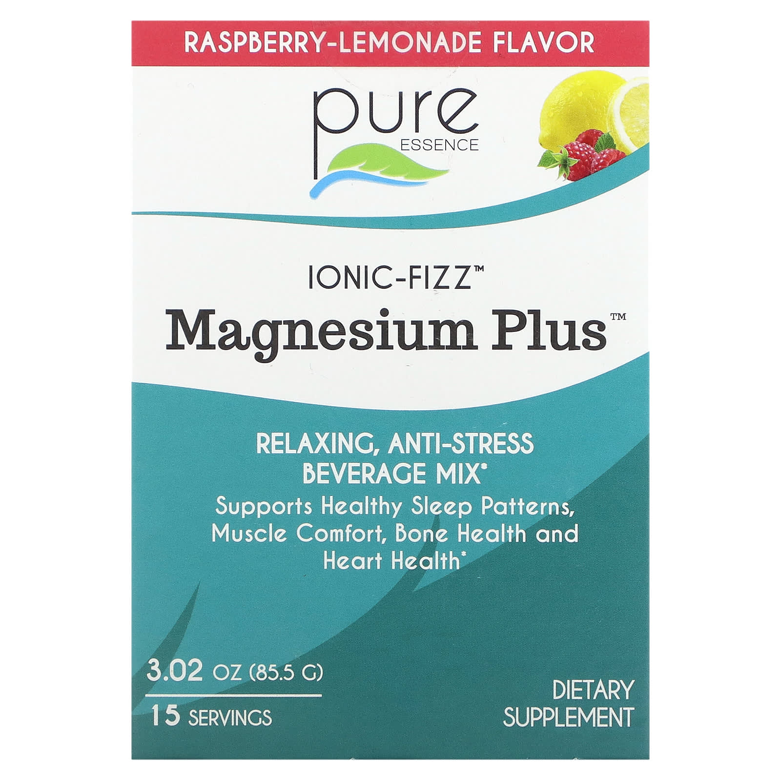 

Pure Essence, Ionic-Fizz, Magnesium Plus, Raspberry-Lemonade Flavor, 15 Count, 0.2 oz (5.7 g) Each