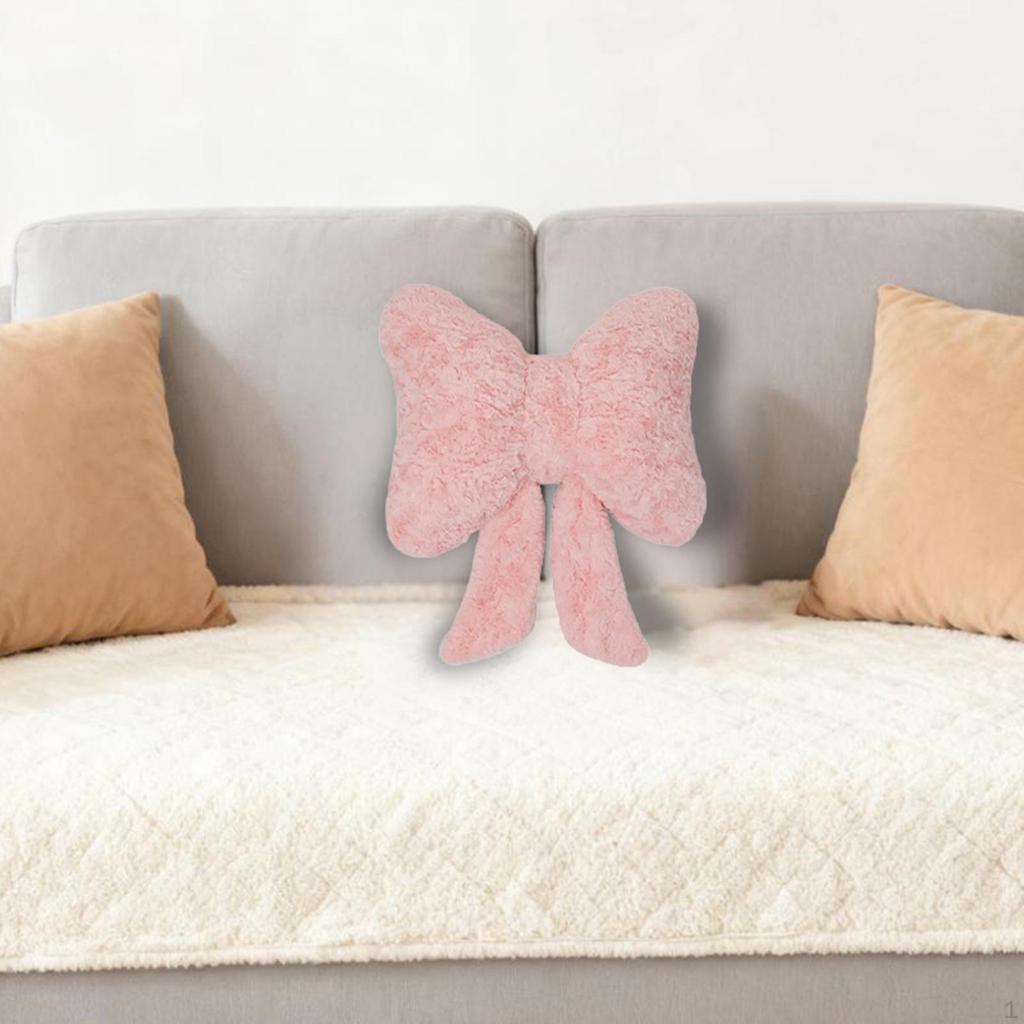 Bow Throw Pillow Couch Cute Versatile Modern Soft Seat Cushion Ornament for Sofa, Bedroom,