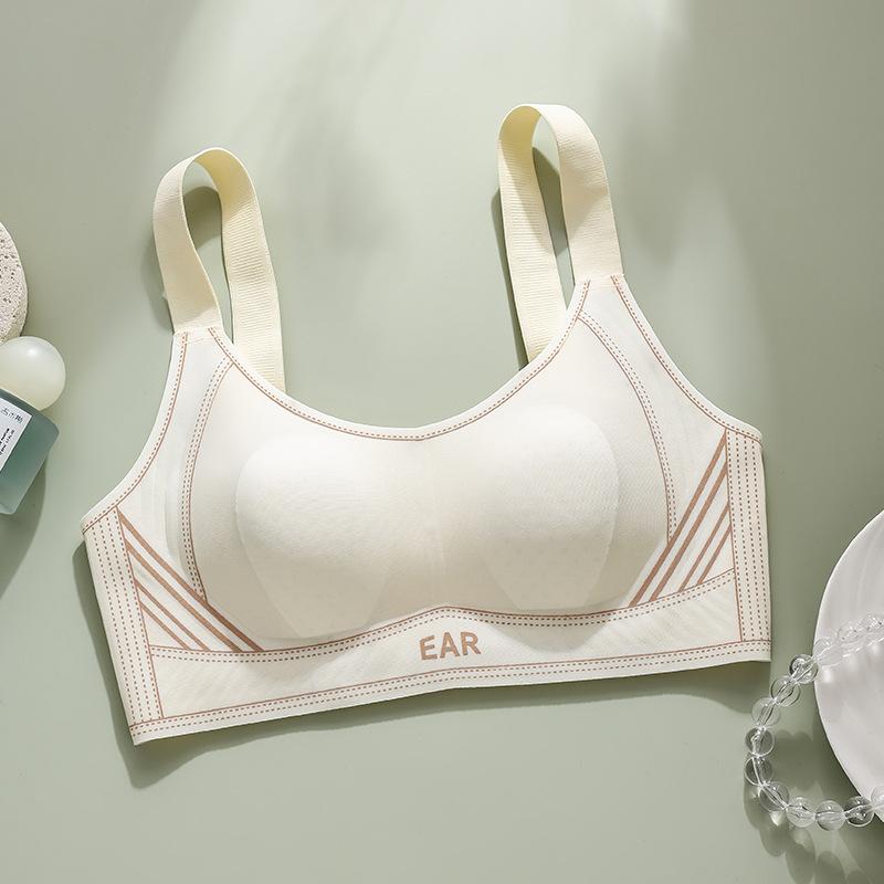 

Rabbit Ears Jelly Glue Soft Support Large Size No Steel Rim Large Breast Bra Cover Gathered No Trace Breathable M шампанского