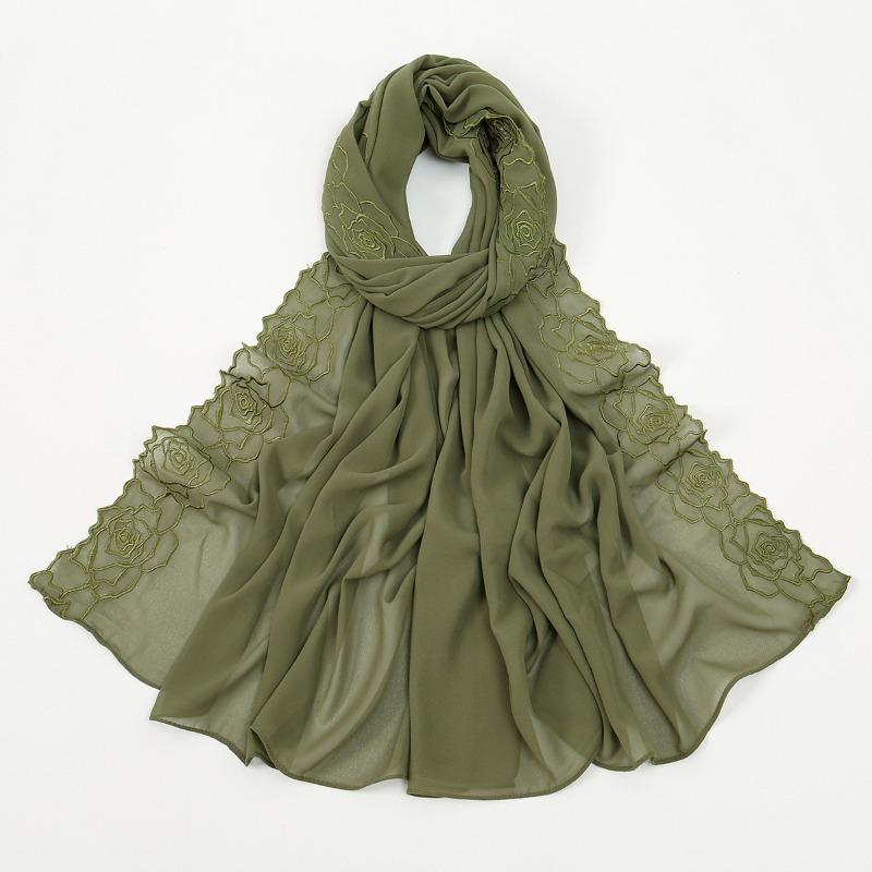 

Hot-selling embroidered chiffon versatile long towel fashionable high quality comfortable breathable women s shawl head towel 180*75cm