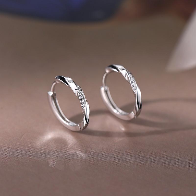 

Round Stud Earrings - Elegant, Exclusive and Sophisticated Women s Jewelry, Light Luxury Stud Earrings with Ear Loops