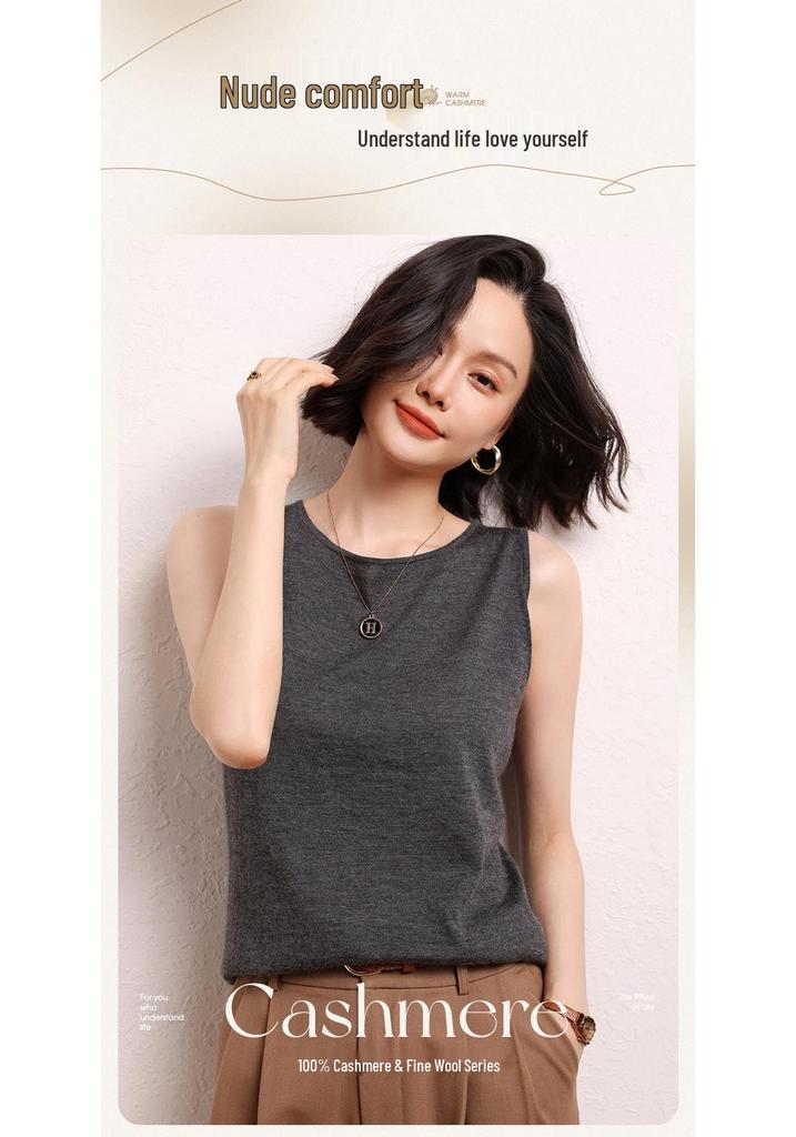 Women's 100% Pure Cashmere One-Shoulder Spaghetti Strap Vest – New Fine Gauge Knit for Autumn/Winter