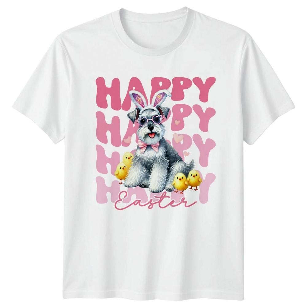 Happy Easter Schnauzer Dog Bunny Unisexs TShirt Schnauzer Easter Gift For Her S