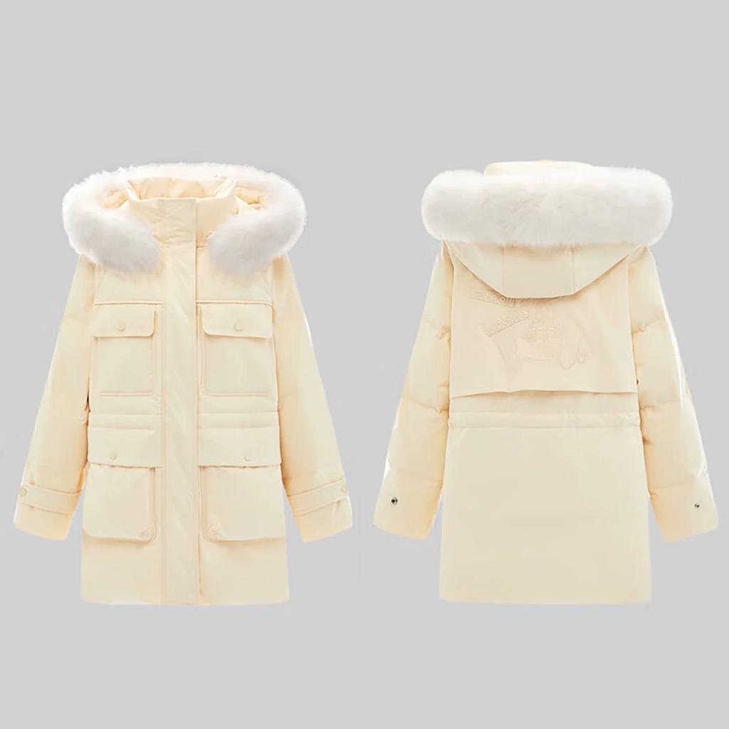 Niaojia women's clothing label cutting autumn and winter new joint fur collar down jacket women's 90 white duck down pie overcome C4589/G-7