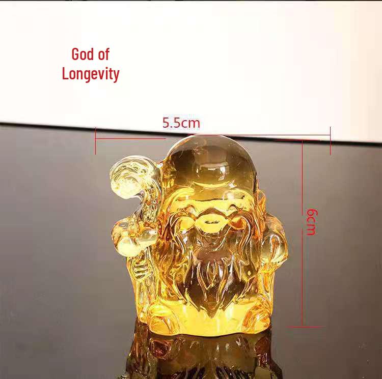 Yellow Crystal God of Wealth Ornament: Five-Way Glazed Decoration for Home or Gifts