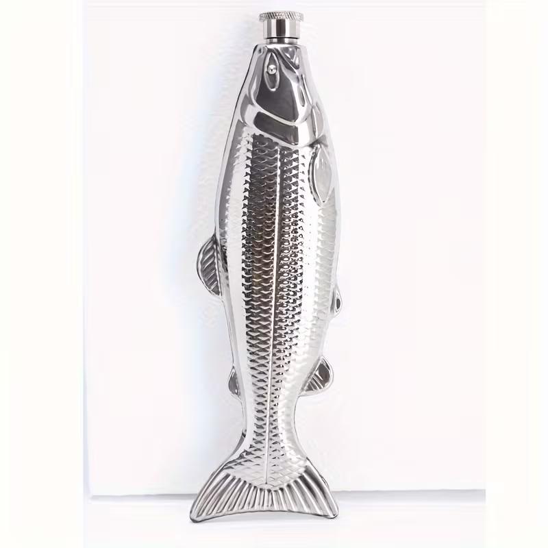 140ml Fish Shape Stainless Steel Mini Hip Flask Portable Alcohol Flask Laser Engraved Novelty Gift for Men Outdoor Drinking